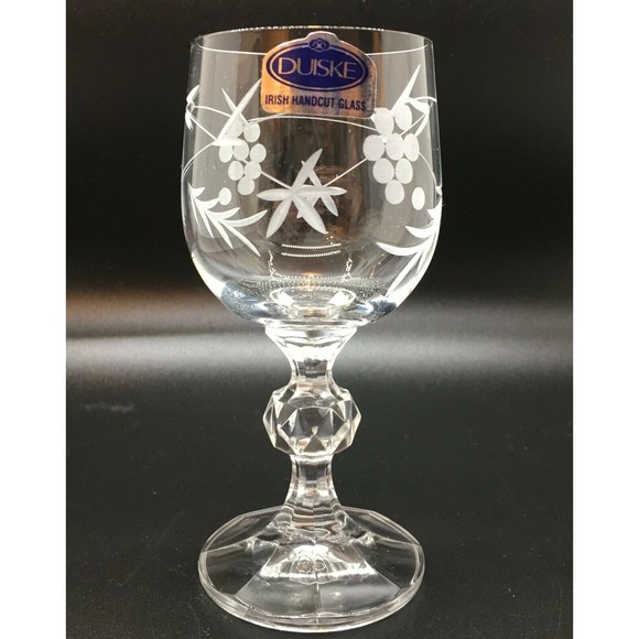 DUISKE GLASS Liqueur Cordial Glasses Set of 6 Hand Cut Irish Grape Vine NOS - Picture 3 of 11